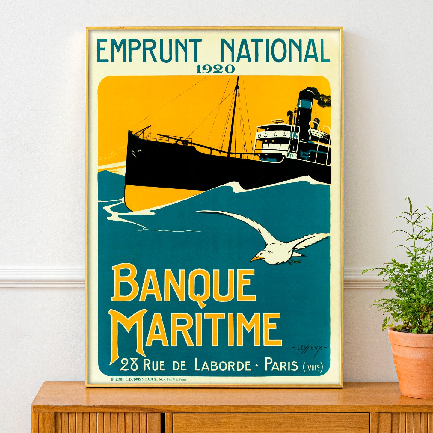 French Vintage Advertisement Poster For The Banque Maritime