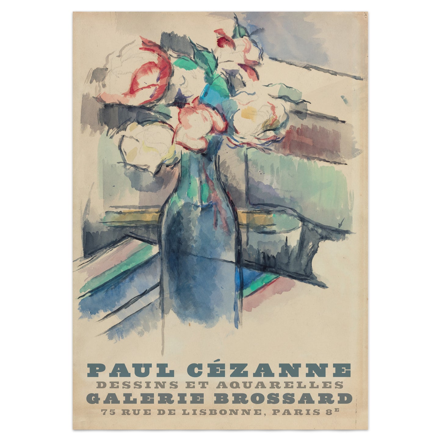 Paul Cézanne Exhibition Poster - 'Roses In A Bottle' 1904
