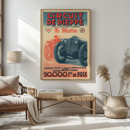 Vintage Art Deco Circuit de Dieppe Motor Racing Poster