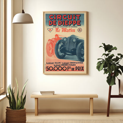 Vintage Art Deco Circuit de Dieppe Motor Racing Poster