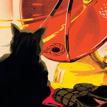 Cosy Cat: French Vintage 1930s Advertising Poster For Lilor Petrol Heaters