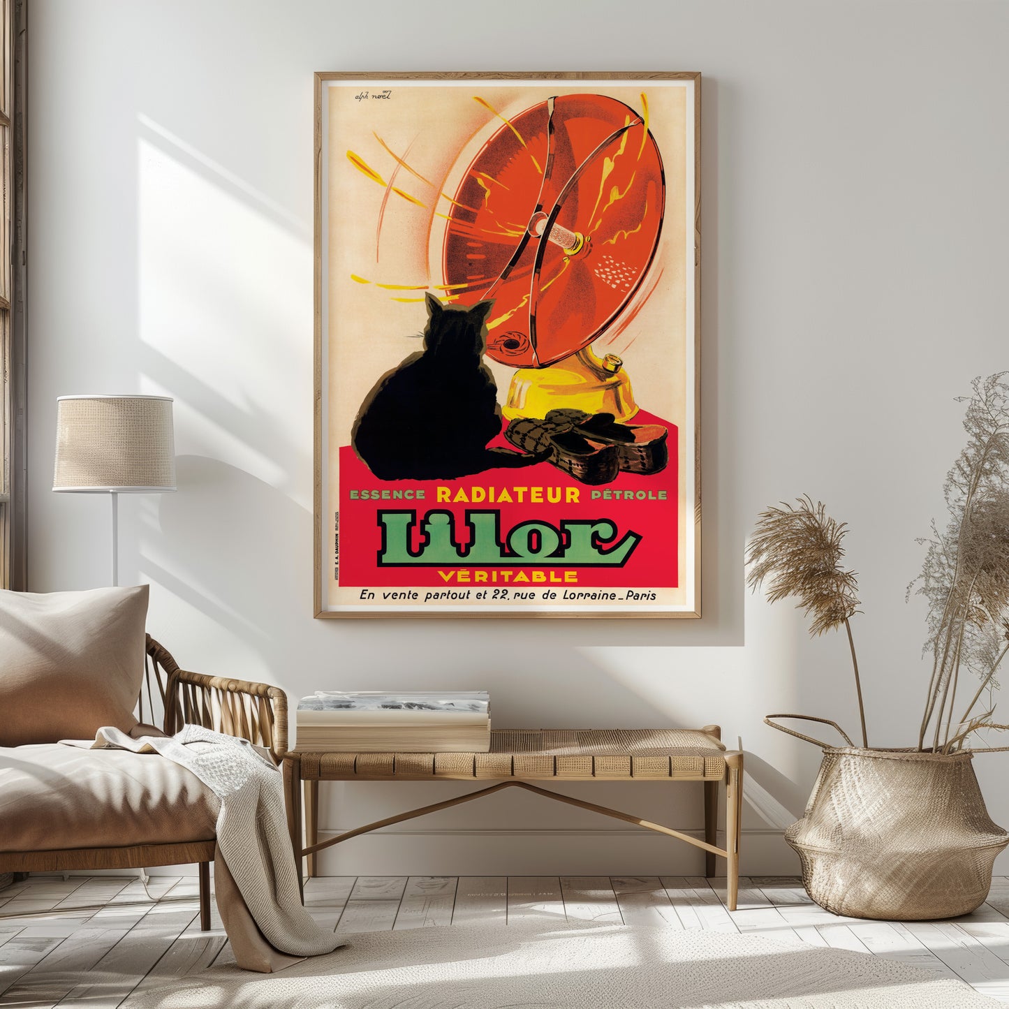 Cosy Cat: French Vintage 1930s Advertising Poster For Lilor Petrol Heaters