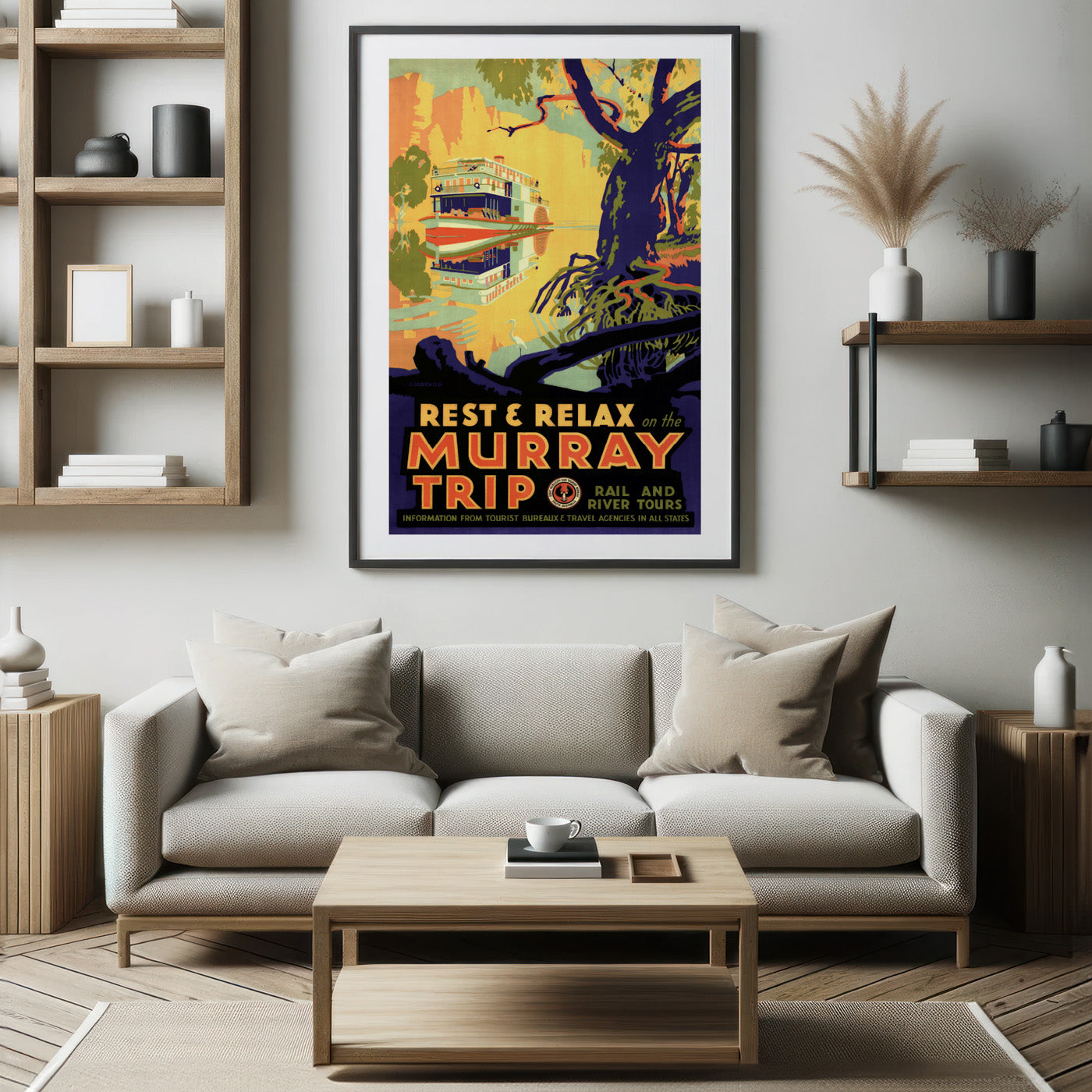 Vintage Australia Travel Poster - Rest And Relax On The Murray Trip