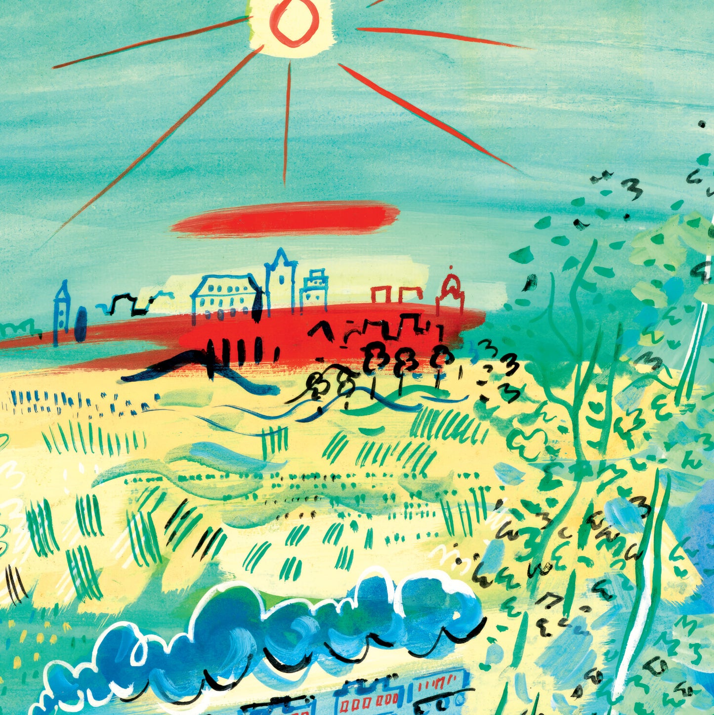 Raoul Dufy 'Le Train Bleu' Art Print - 1970s French Riviera Exhibition Poster