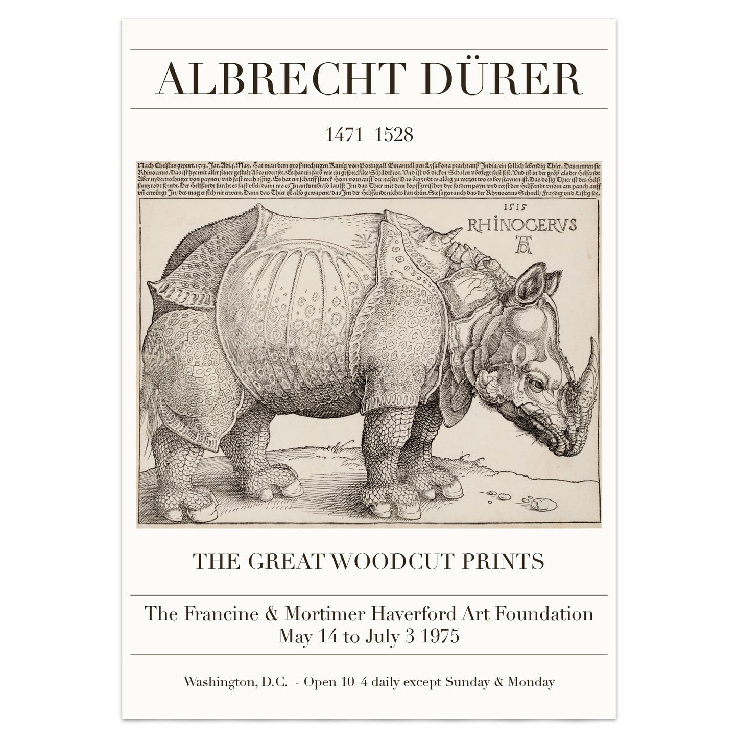 Albrecht Dürer 'The Rhinoceros' Exhibition Poster