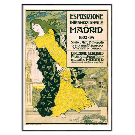 Eugène Grasset 'Esposizione Internazionale di Madrid' 1893 Vintage Exhibition Poster