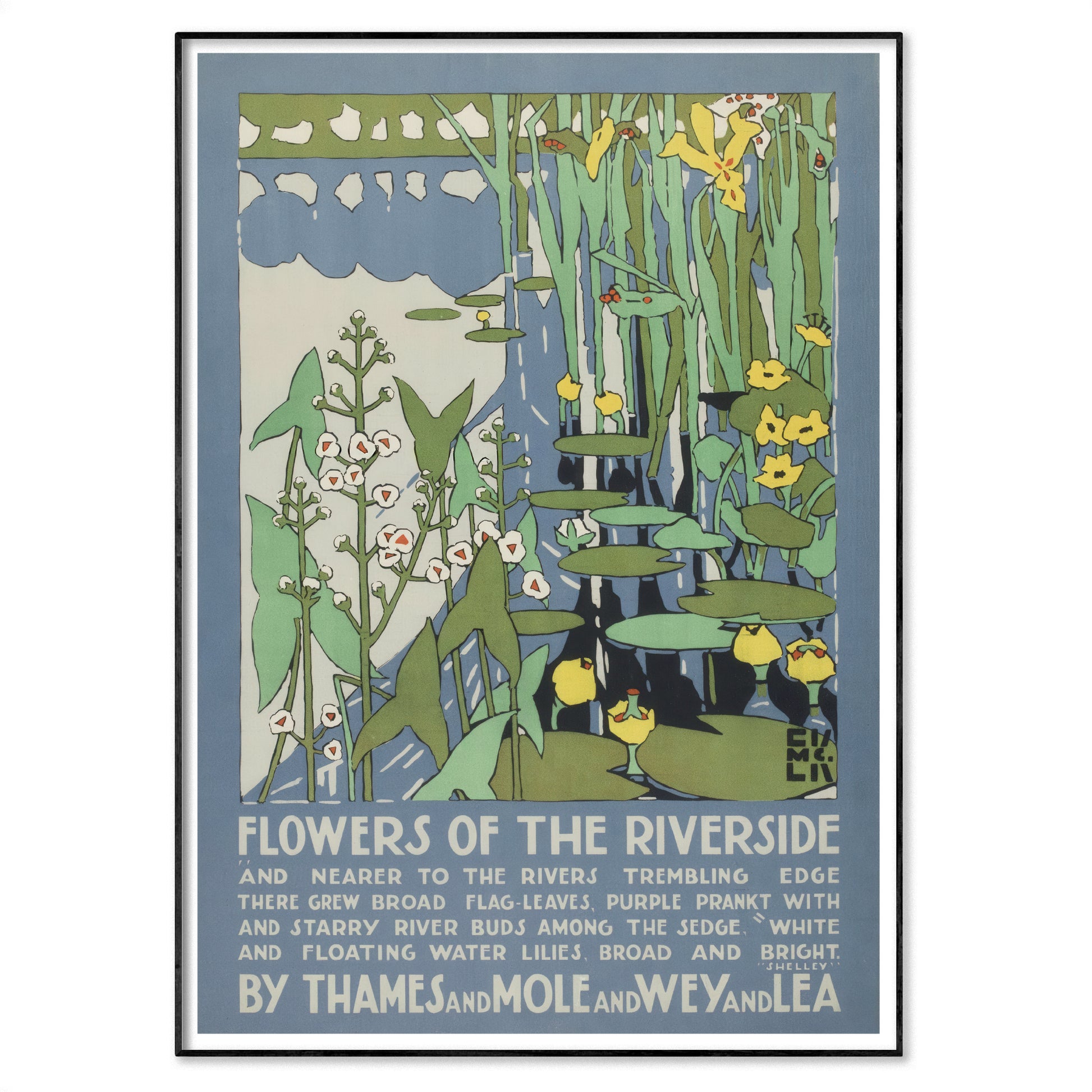 Edward McKnight Kauffer 'Flowers of the Riverside' 1920 Transport Poster