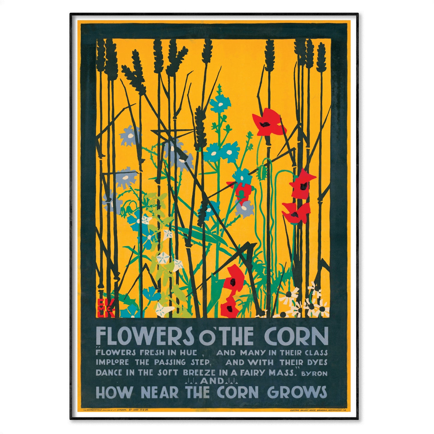 Edward McKnight Kauffer 'Flowers o' the Corn' 1920 Transport Poster
