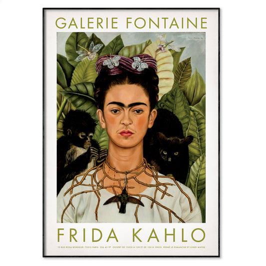 Frida Kahlo 'Self-Portrait with Thorn Necklace and Hummingbird' 1940 Art Exhibition Poster