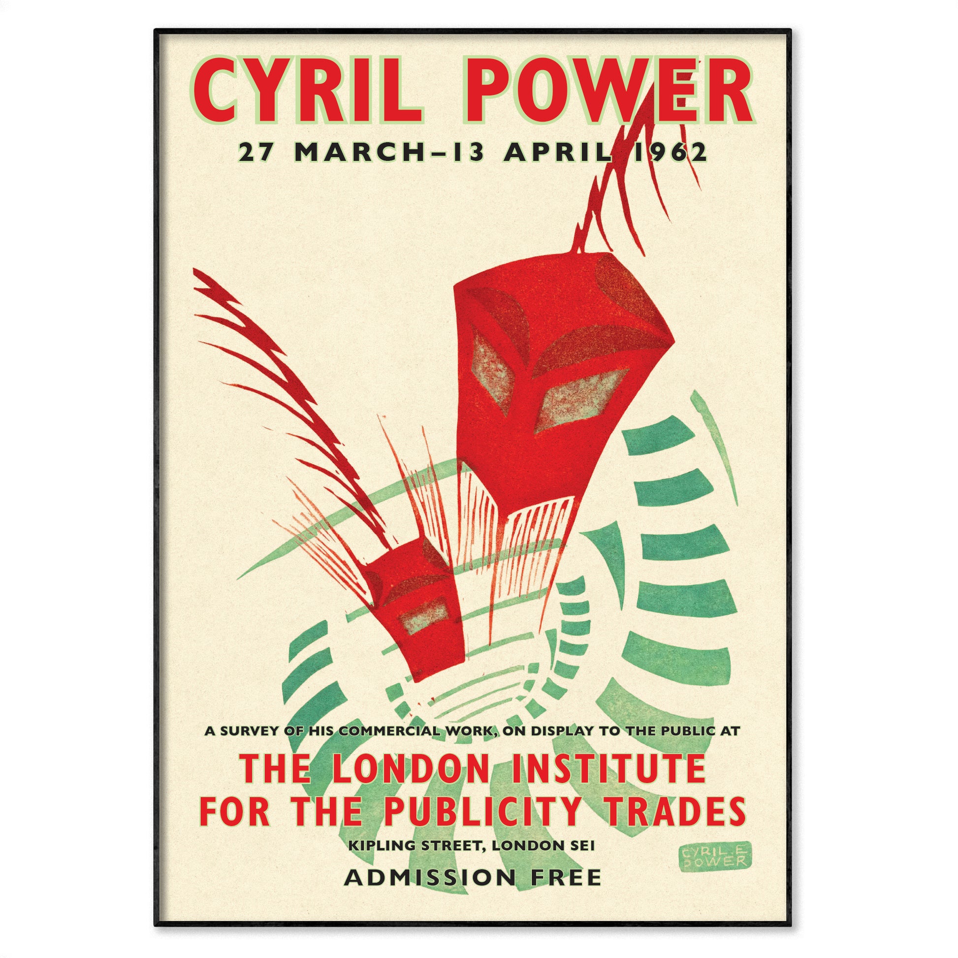 Cyril Power 'Lifts' 1930 Linocut Exhibition Poster