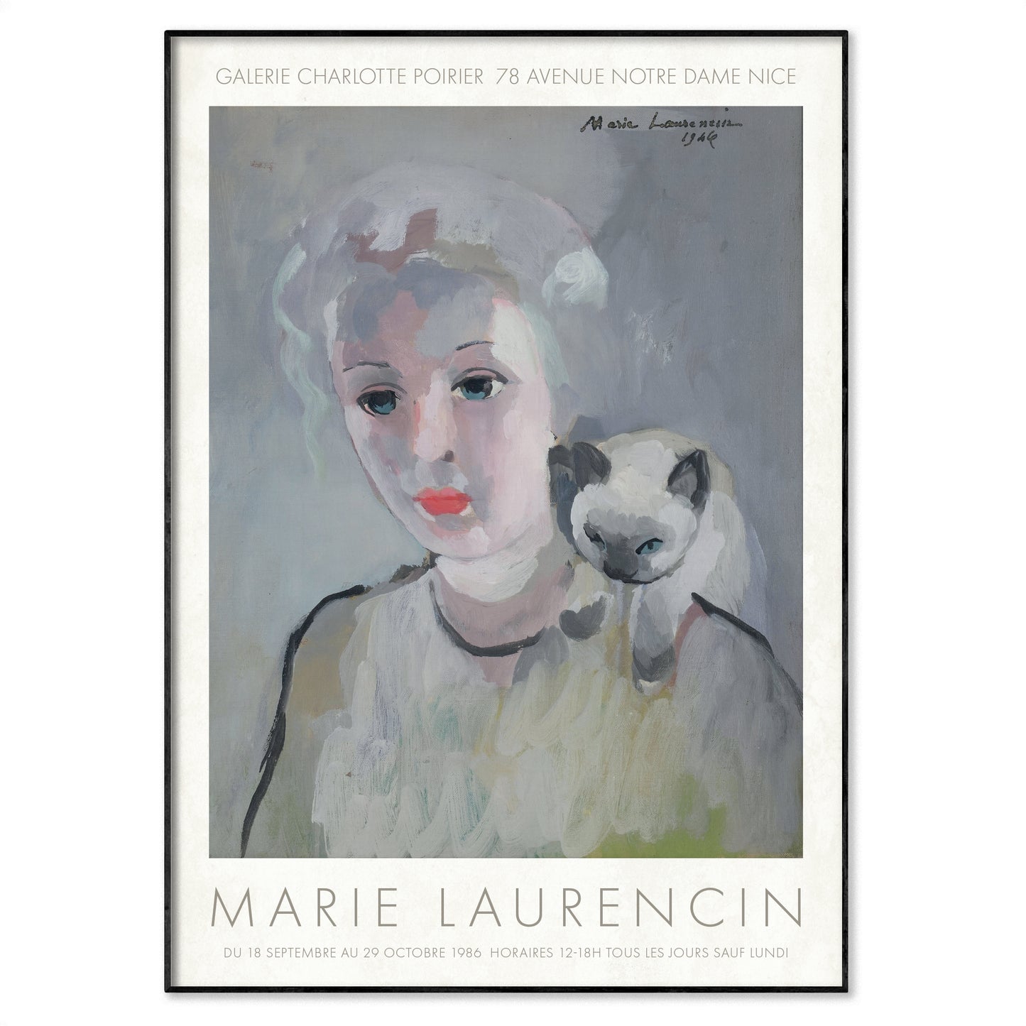 Marie Laurencin Self Portrait with Siamese Cat 1946 oil painting art exhibition poster
