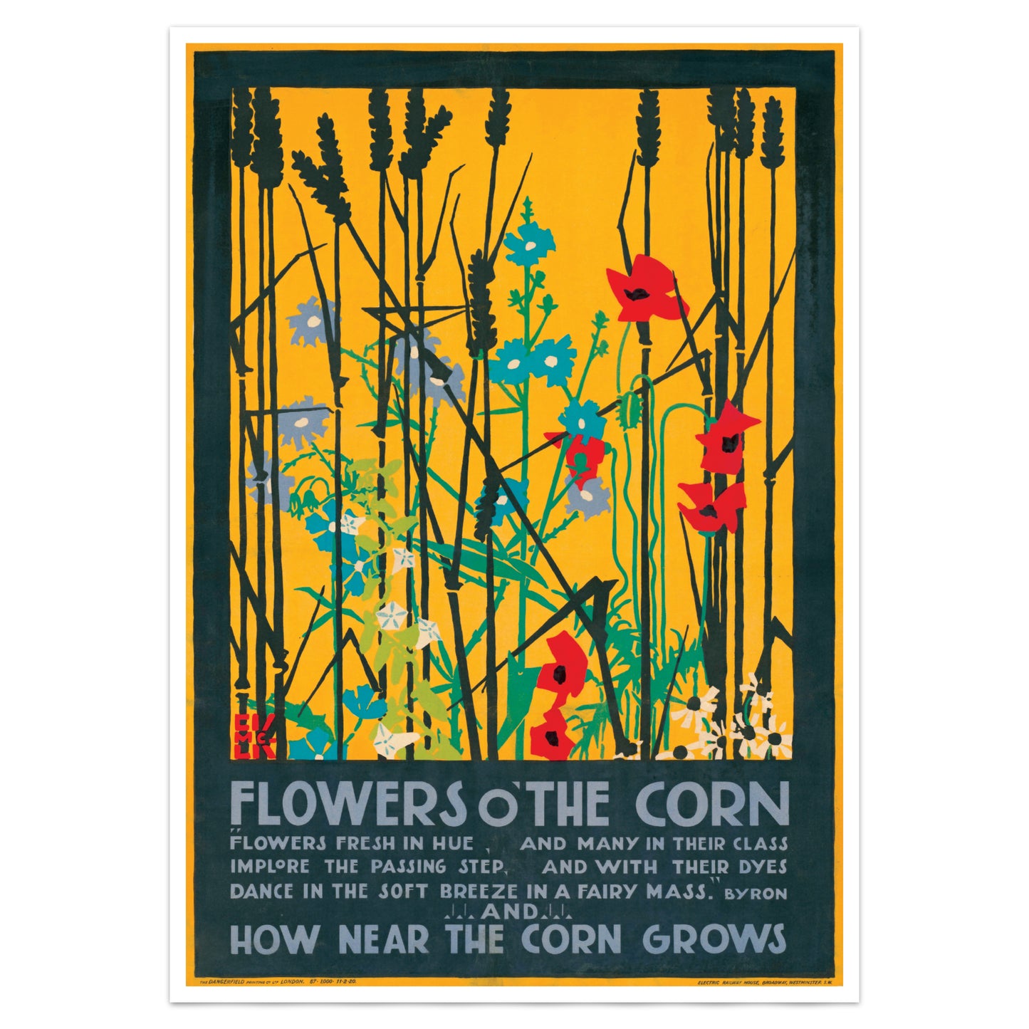 Edward McKnight Kauffer 'Flowers o' the Corn' 1920 Transport Poster