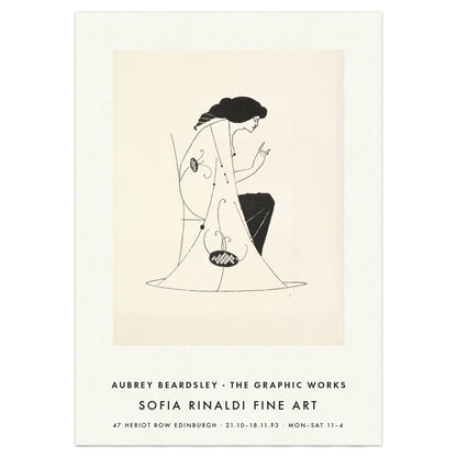 Aubrey Beardsley 'Seated Lady' exhibition poster, a black and white Art Nouveau line drawing of a seated woman