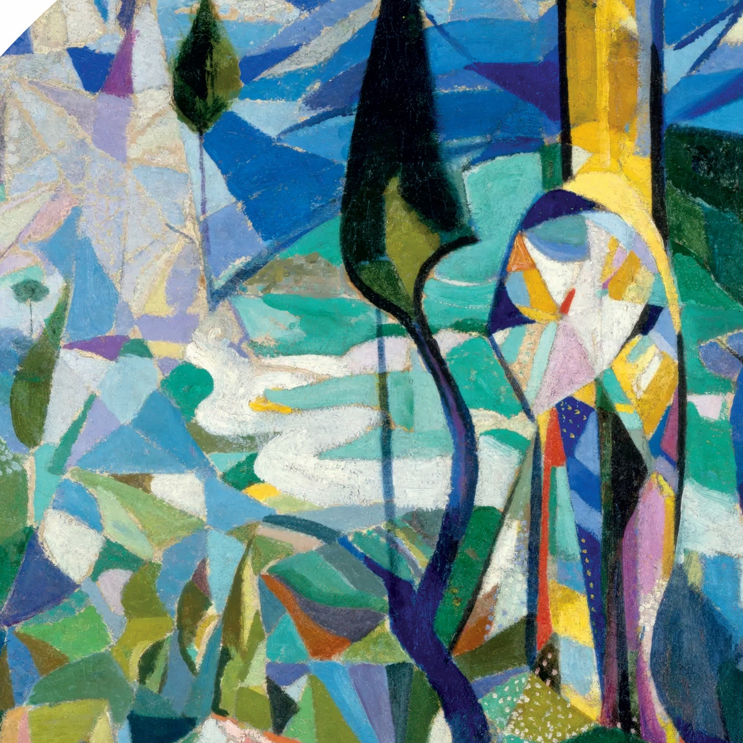 Period-style exhibition poster featuring Joseph Stella 'Coney Island' (1914) in a circular format