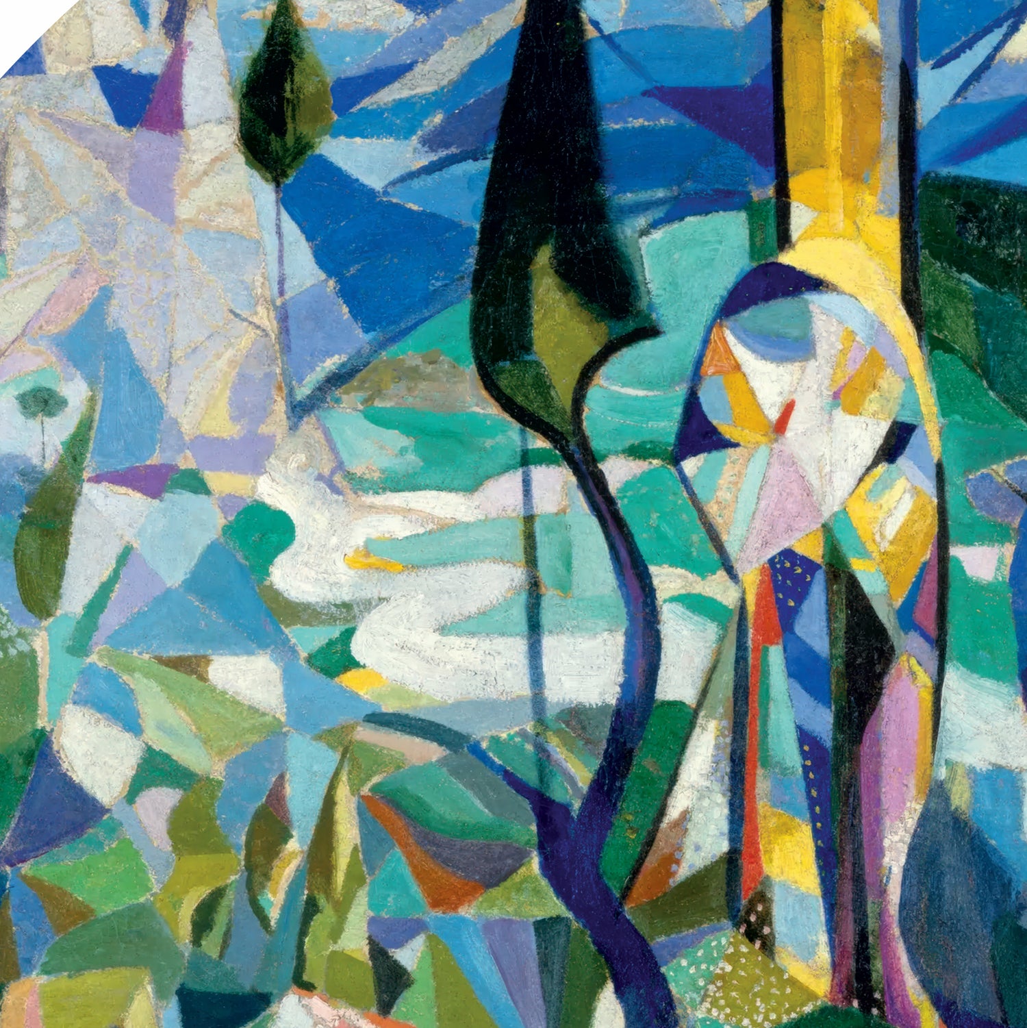 Period-style exhibition poster featuring Joseph Stella 'Coney Island' (1914) in a circular format