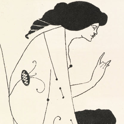 Close-up of Aubrey Beardsley 'Seated Lady' Art Nouveau poster 