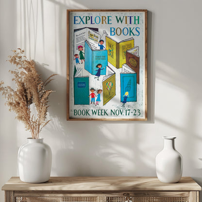 Library Poster - Book Week 1957 - 'Explore With Books'