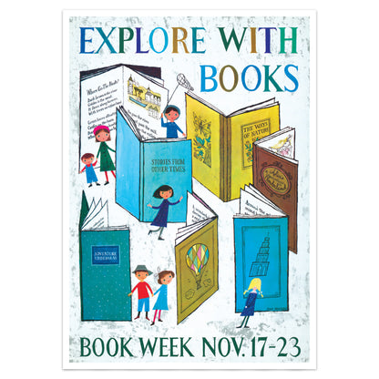 Library Poster - Book Week 1957 - 'Explore With Books'