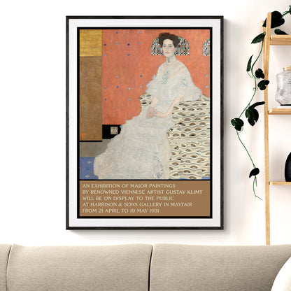 Fictional 1931 gallery poster design celebrating Gustav Klimt’s iconic Viennese modernist painting