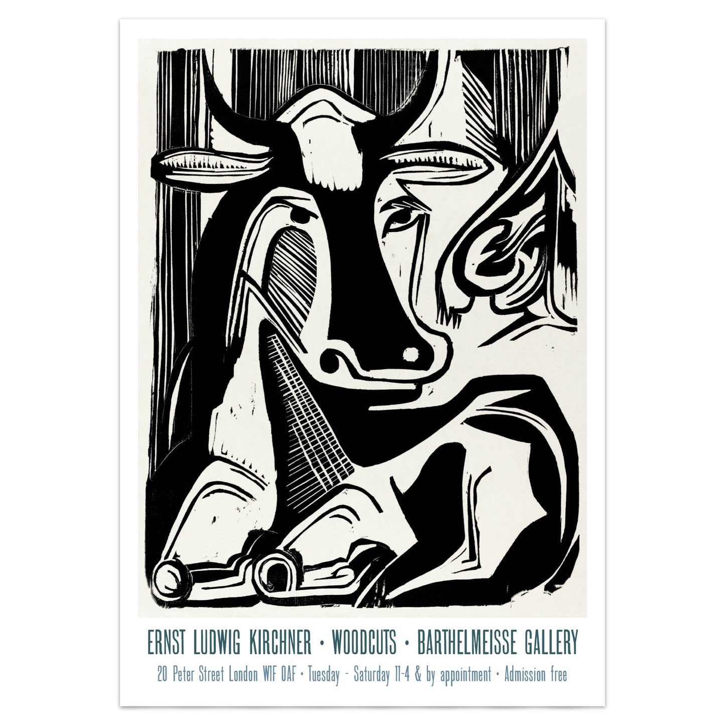 Ernst Ludwig Kirchner Exhibition Poster, The Large Cow Lying Down