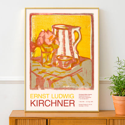 Ernst Ludwig Kirchner Exhibition Poster, Still Life With Pitcher And Flowers
