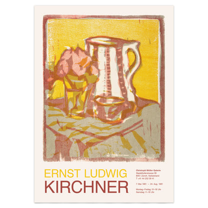 Ernst Ludwig Kirchner Exhibition Poster, Still Life With Pitcher And Flowers