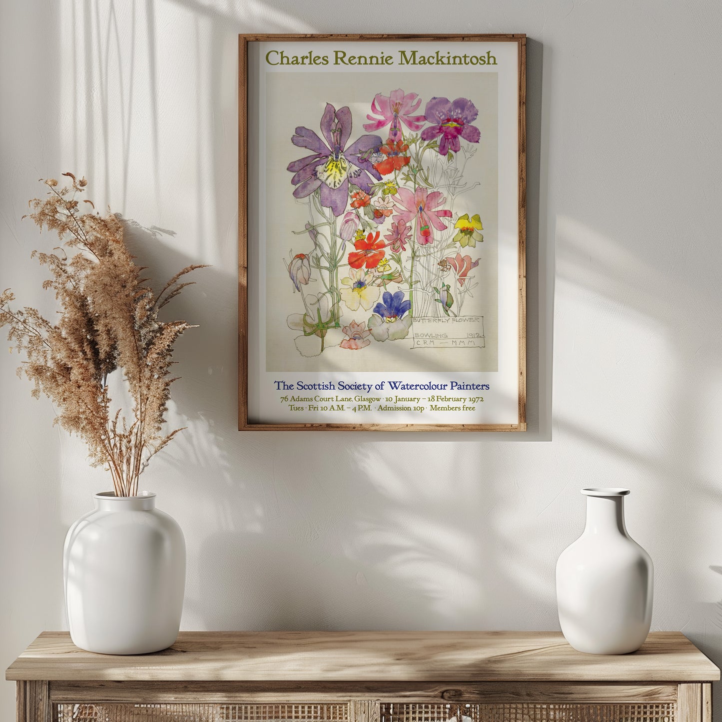 Charles Rennie Mackintosh Exhibition Poster - 'Butterfly Flower' 1912