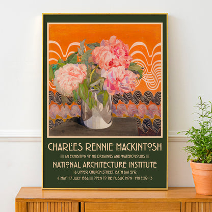 Charles Rennie Mackintosh Exhibition Poster - 'Peonies' 1920