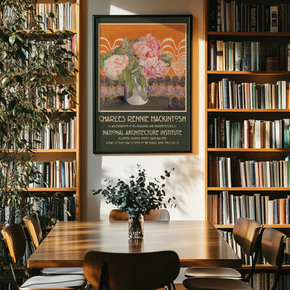 Charles Rennie Mackintosh Exhibition Poster - 'Peonies' 1920