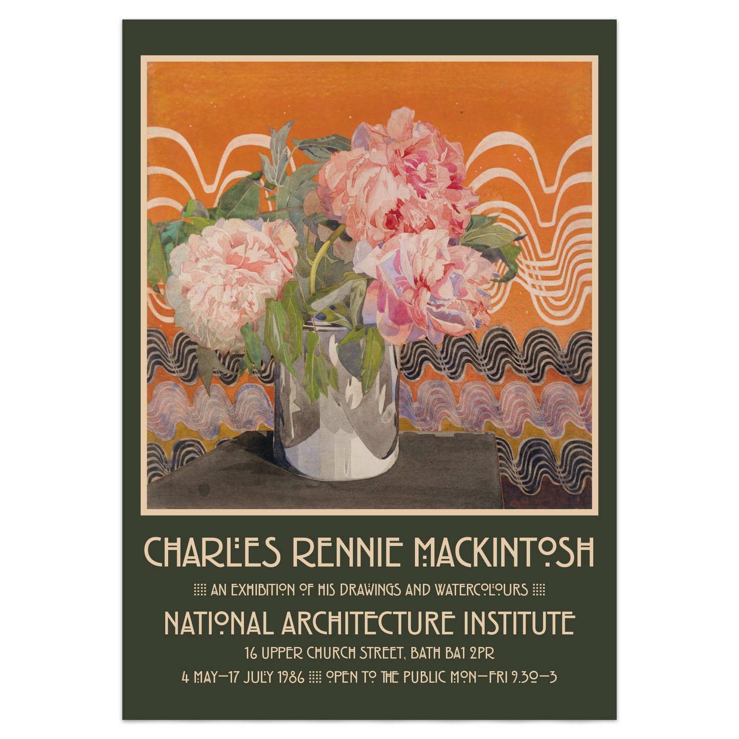 Charles Rennie Mackintosh Exhibition Poster - 'Peonies' 1920