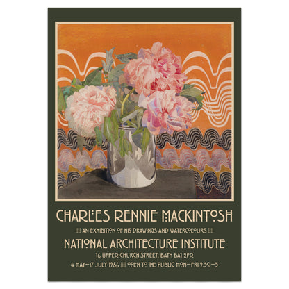 Charles Rennie Mackintosh Exhibition Poster - 'Peonies' 1920
