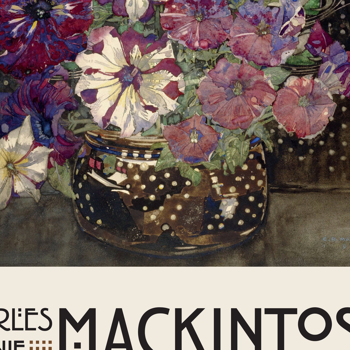 Charles Rennie Mackintosh Exhibition Poster - 'Petunias' 1916