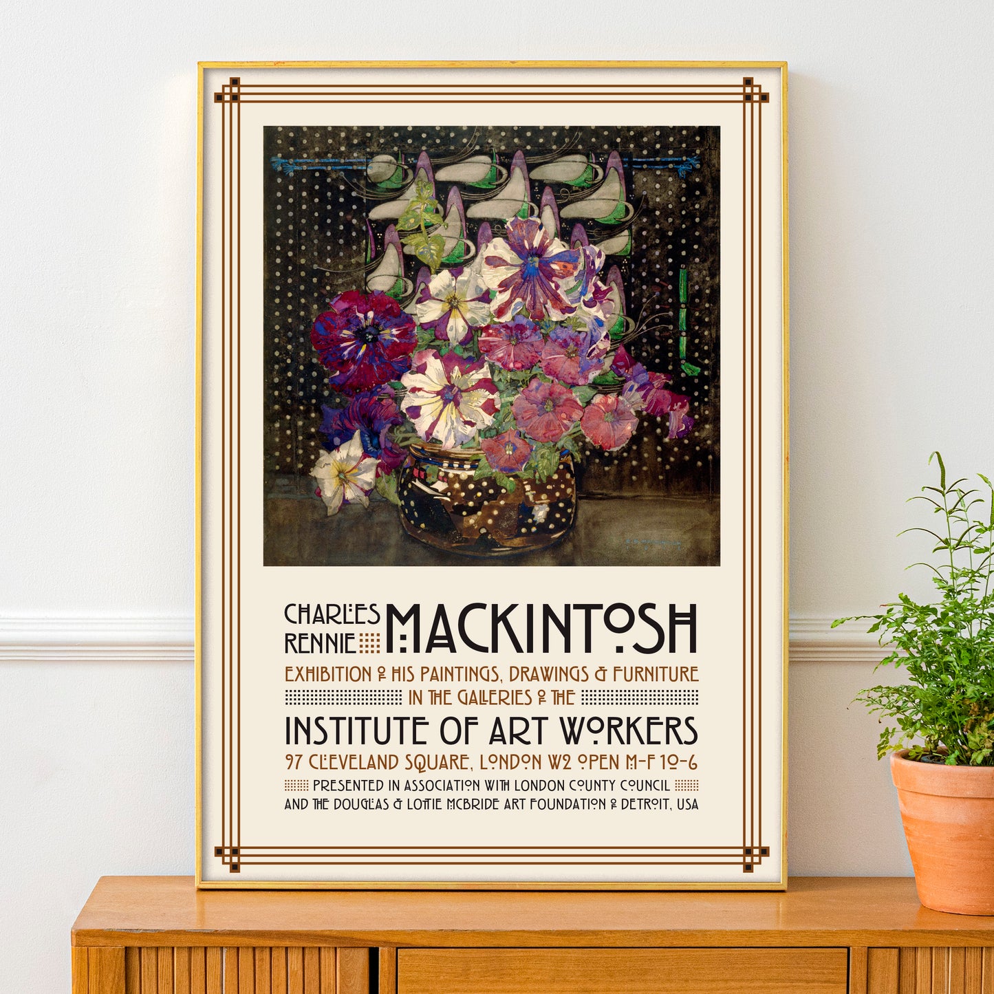 Charles Rennie Mackintosh Exhibition Poster - 'Petunias' 1916