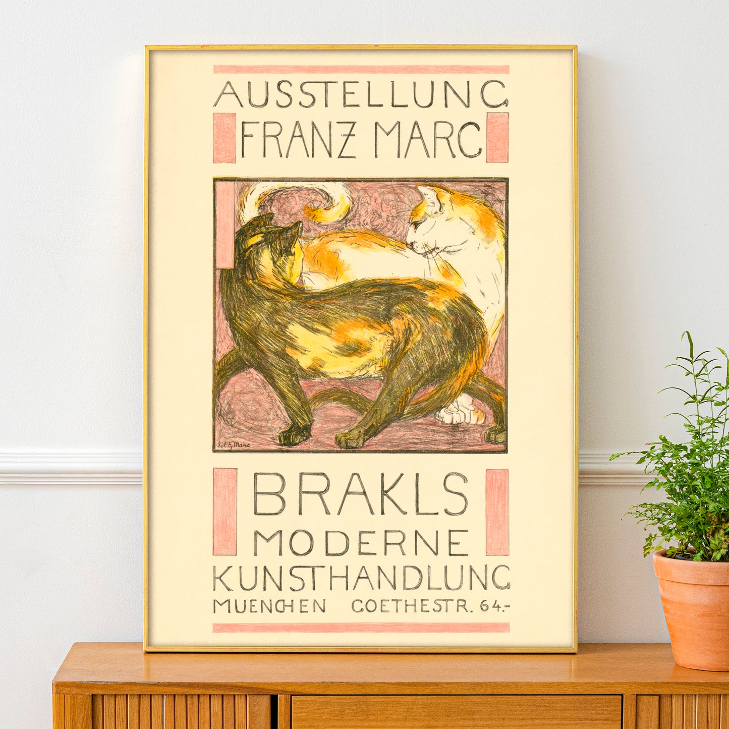 Franz Marc 'Two Cats' 1910 Art Exhibition Poster