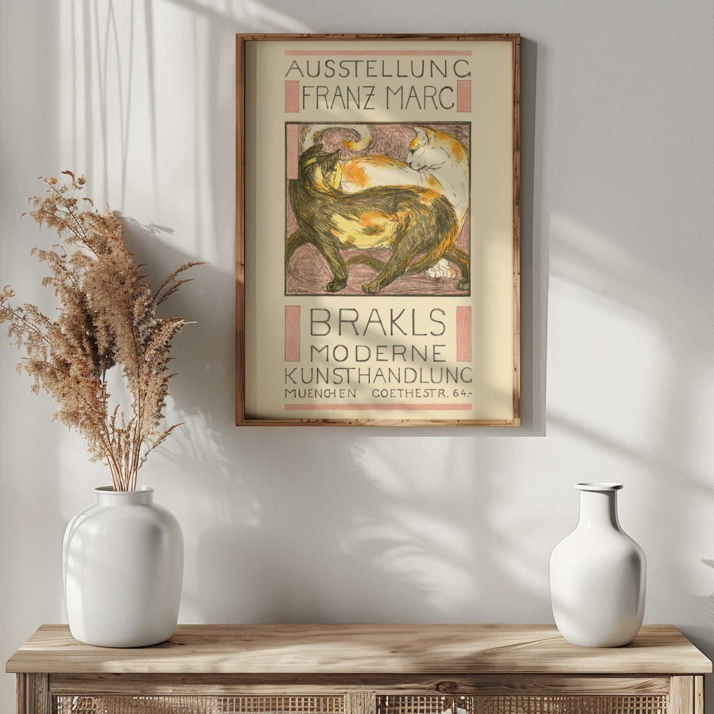 Franz Marc 'Two Cats' 1910 Art Exhibition Poster