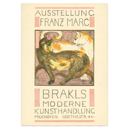 Franz Marc 'Two Cats' 1910 Art Exhibition Poster