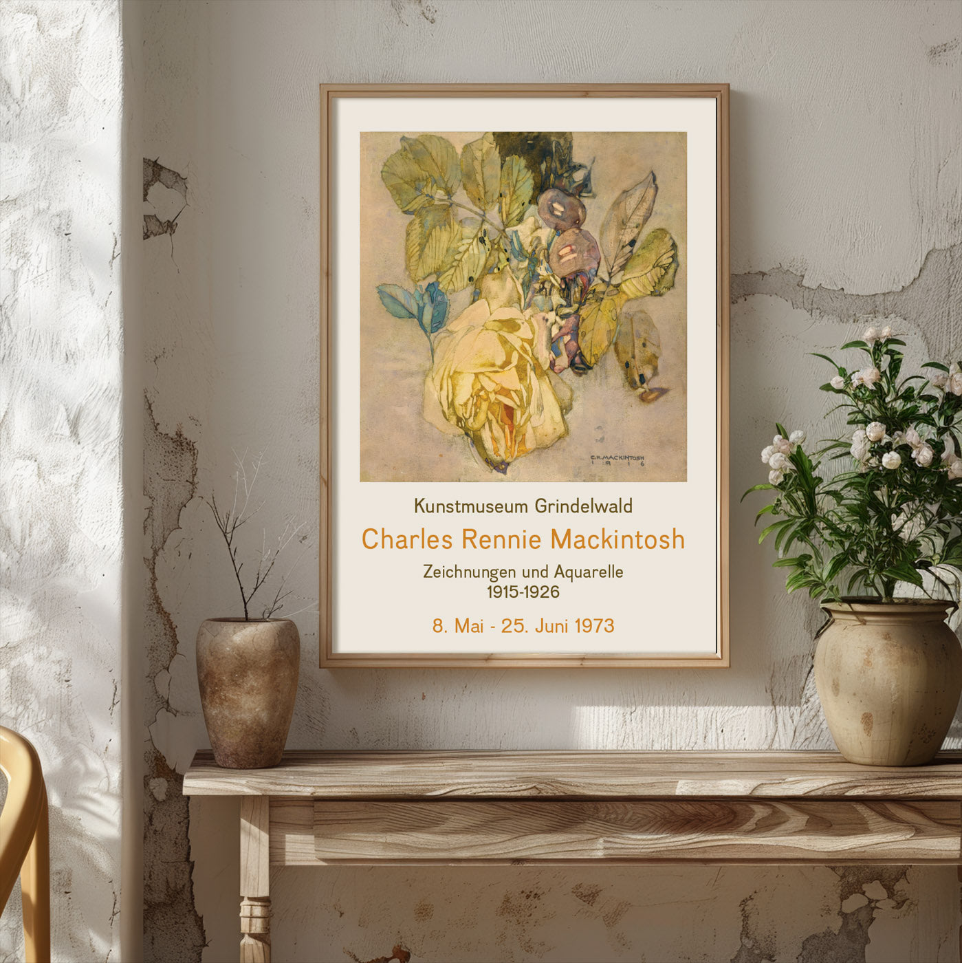 Charles Rennie Mackintosh Exhibition Poster - Winter Rose, 1916