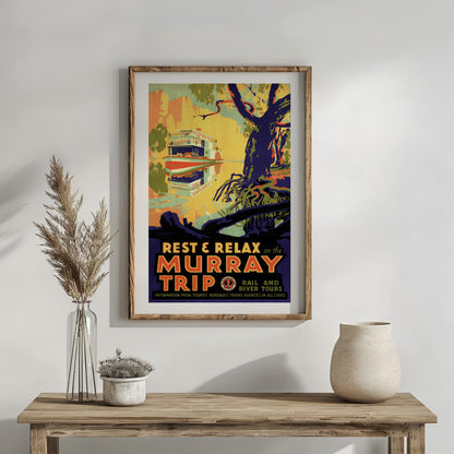 Vintage Australia Travel Poster - Rest And Relax On The Murray Trip