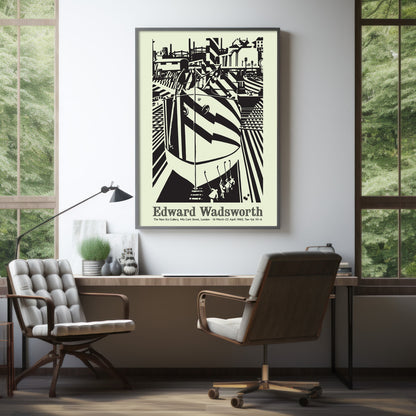 British Vorticist movement showcased in Edward Wadsworth art poster of Dazzle Ship Camouflage on a navy ship