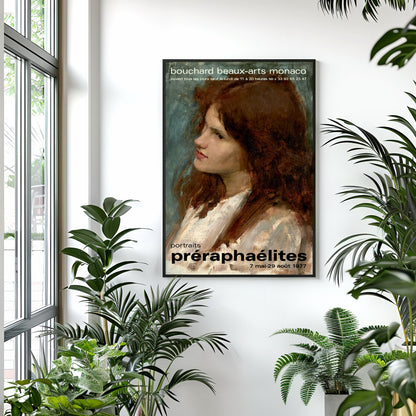 "Head of a Girl" by Sir John William Waterhouse - Pre-Raphaelite Portrait Exhibition Poster