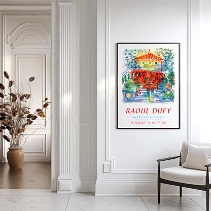 Exhibition-style poster featuring Dufy book illustration and French typography