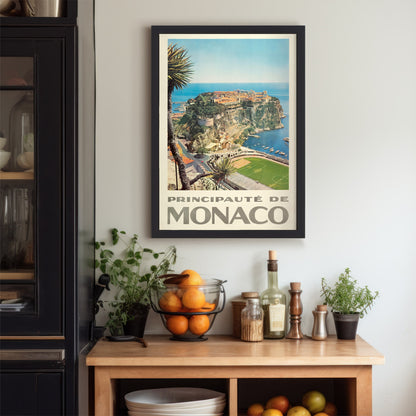 Stylish 1960s Monaco Travel Poster Print