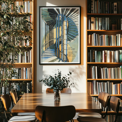 Cyril Power ‘The Tube Staircase’ 1929 poster with spiral stair linocut image