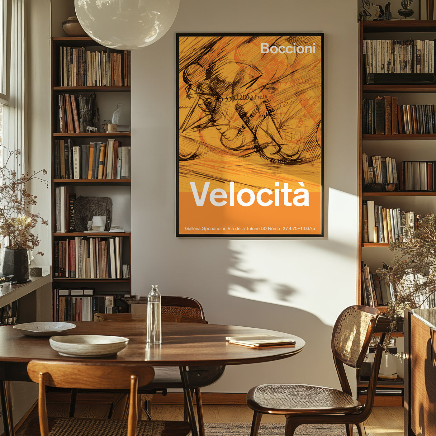 Italian Futurism-inspired poster featuring Boccioni’s Dynamism of a Cyclist for modern interiors