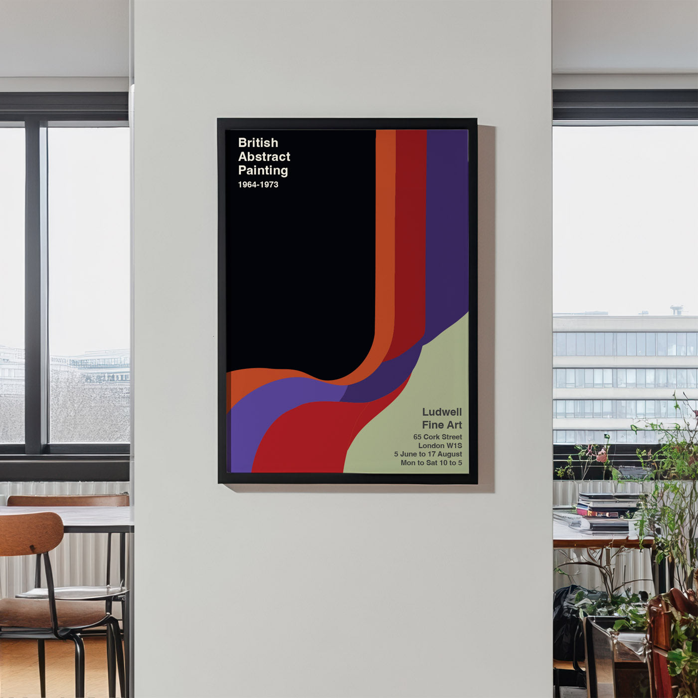 Minimalist art poster inspired by British abstract painting from the 1960s and 1970s