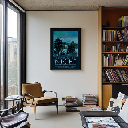 Symbolist art poster inspired by Edvard Munch’s nocturnal painting White Night