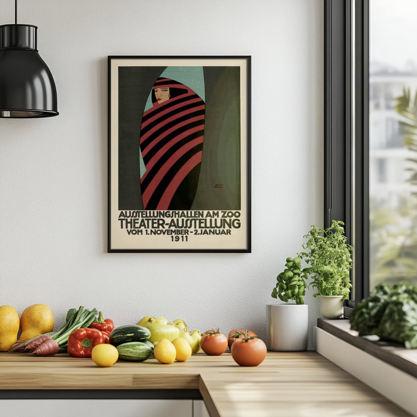 Vintage 1911 Austrian modernist theatre exhibition art print