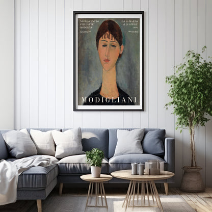 Elegant art print featuring Modigliani’s signature elongated portrait style.