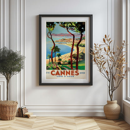 Cannes Côté d'Azur - Été et Hiver - Vintage French Travel Poster