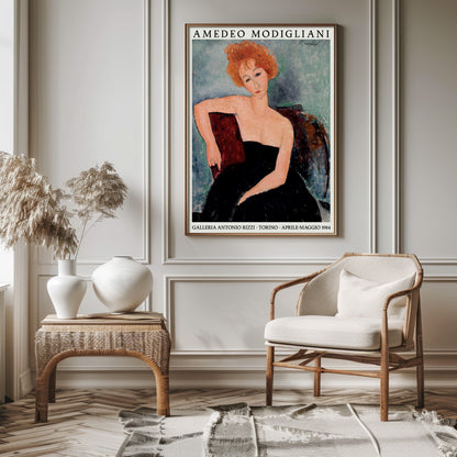 Amedeo Modigliani Exhibition Poster - 'Portrait of the Red-Headed Woman' 1918